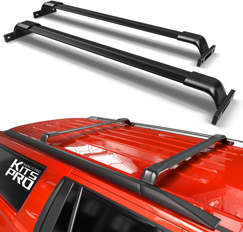 KitsPro 260lb Roof Rack Cross Bars for 2015-2020 Chevy Chevrolet Tahoe & Suburban, GMC Yukon, Cadillac Escalade, Matte Black Heavy Duty Aluminum Cargo Crossbar (ONLY FIT Factory Flushed Side Rails) - Image 1